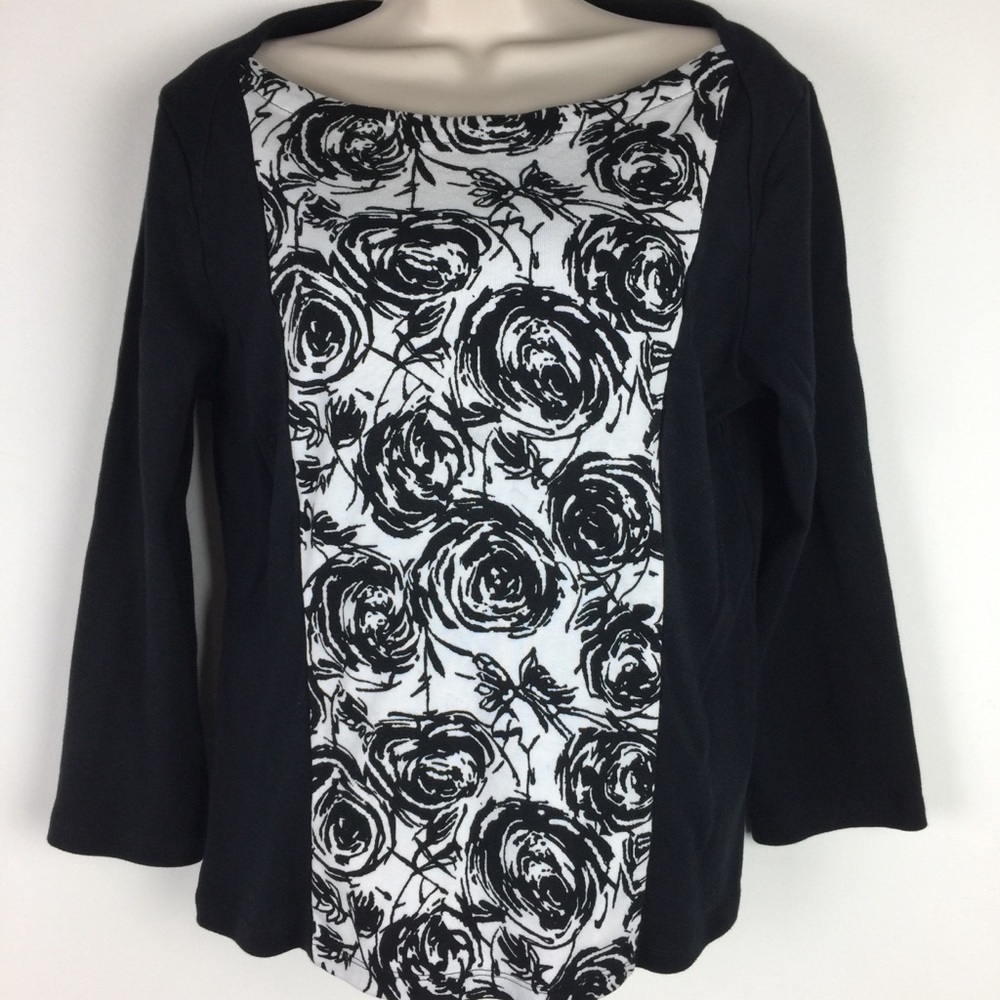 rafaella Black/White Floral Top A085